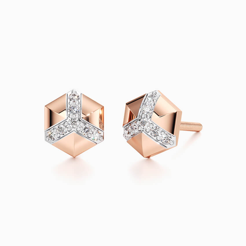 Diamond earrings in rose gold 
